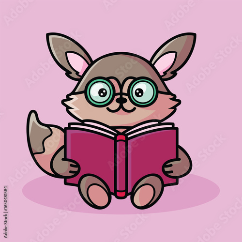 Wallpaper Mural Cute Civet Reading Book Illustration Torontodigital.ca