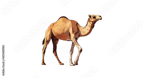 walking dromedary camel transparent background vector illustration