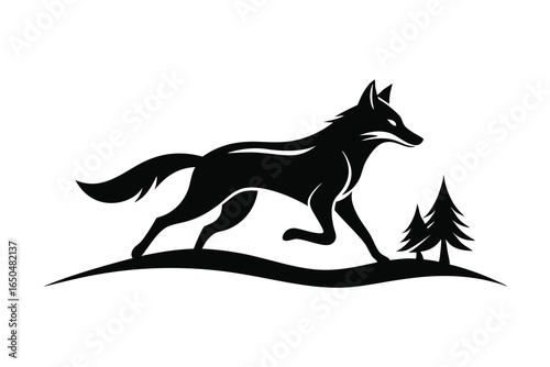 Solid color Maned Wolf running animal vector design