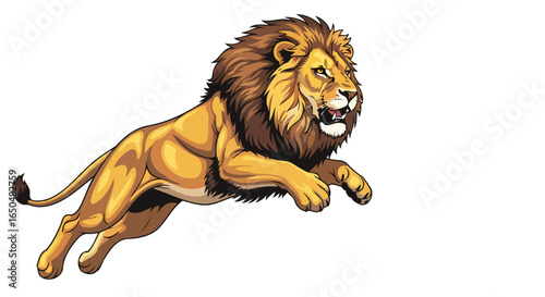 powerful leaping lion transparent background vector illustration