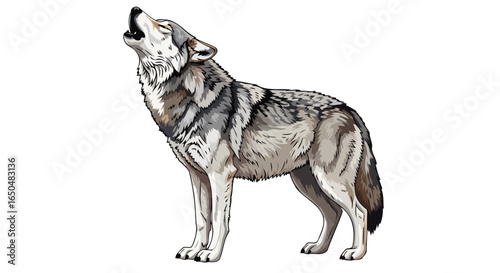 majestic howling wolf transparent vector illustration for design projects