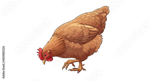 transparent background vector illustration of a brown hen