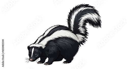 striped skunk illustration transparent background for design projects