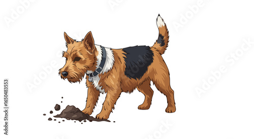 playful terrier dog digging transparent background vector illustration