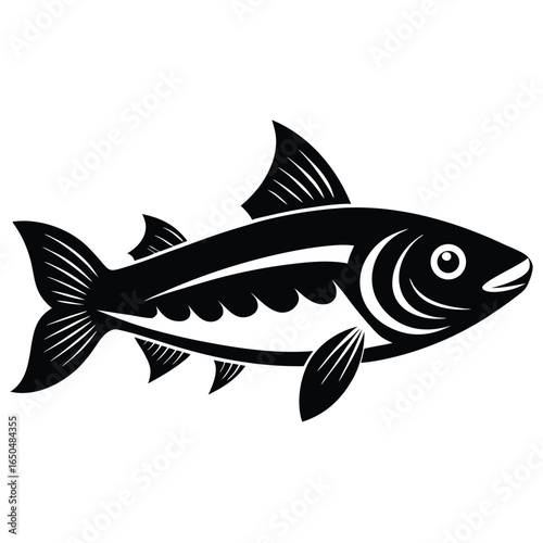 Detailed black and white minnow fish vector illustration