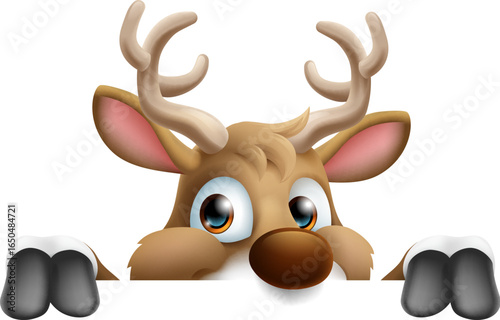 Cartoon Santa Claus Father Christmas Reindeer Sign