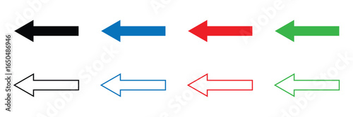 Set of vector thin long arrows pointing to the left. Vector elements .Eps 10.Vector background .