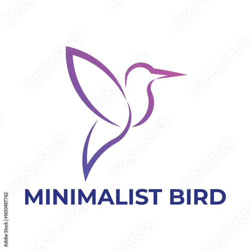 Minimalist bird logo vector
