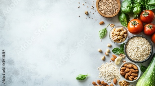 Wallpaper Mural A minimalist and elegant flat-lay of fresh organic produce, nuts Torontodigital.ca