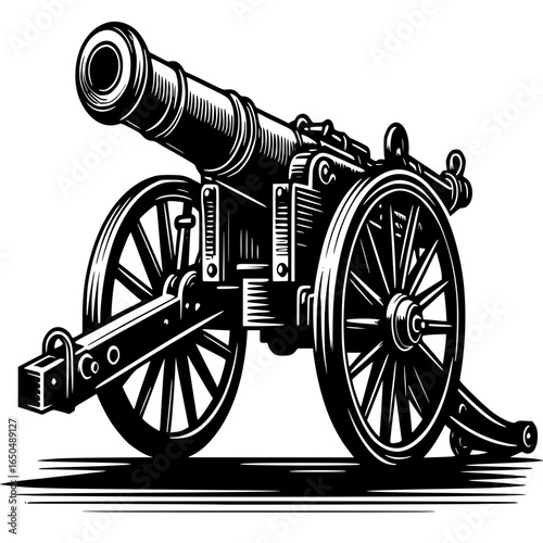Vintage Cannon Icon: A meticulously crafted vintage cannon illustration, representing the power and history of weaponry with intricate detail.