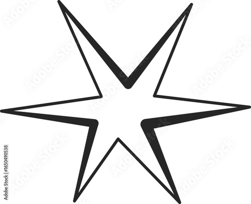 Irregular star shape. Abstract random spiky spark with geometric funky flashes with rays. Retro sparkle