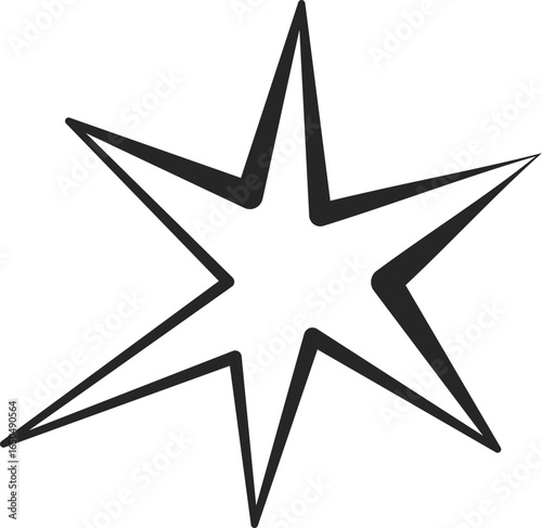 Irregular star shape. Abstract random spiky spark with geometric funky flashes with rays. Retro sparkle