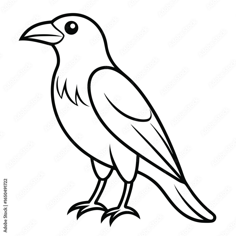Obraz premium Minimalist outline of a crow on a clean white background