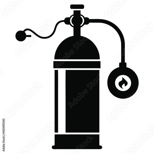 Black silhouette of an oxygen tank for medical or industrial use