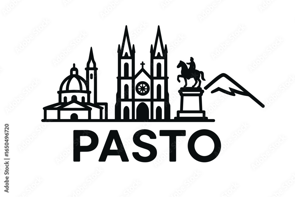 Fototapeta premium Pasto city skyline with iconic buildings and landmarks
