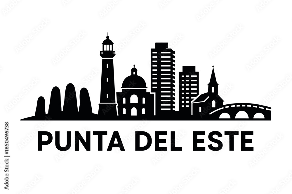 Fototapeta premium Punta del Este city skyline with iconic buildings and landmarks