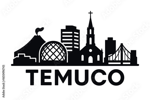 Temuco city skyline with iconic buildings and landmarks