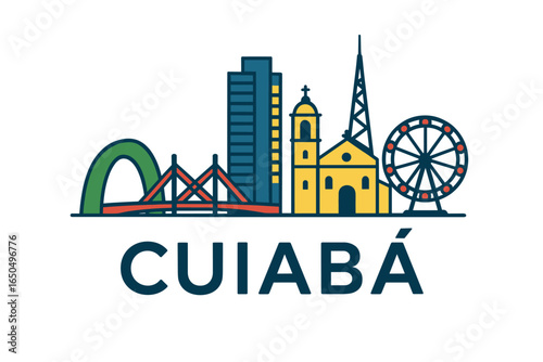 Cuiabá city skyline with iconic buildings and landmarks