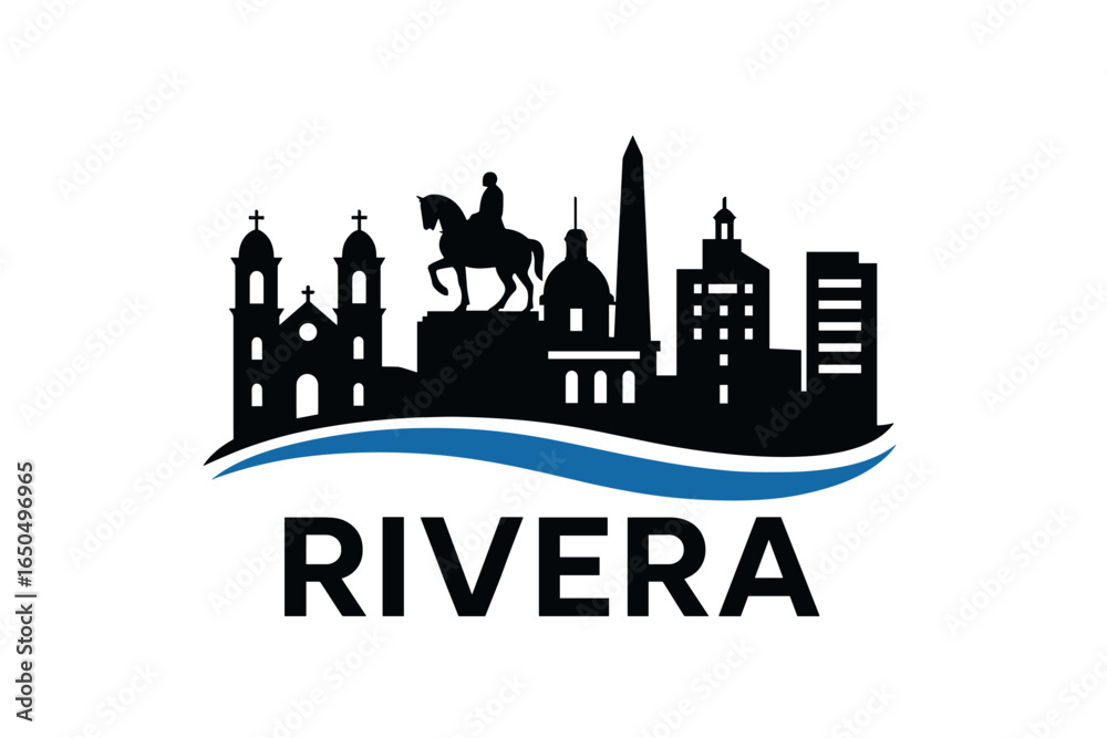 Obraz premium Rivera city skyline with iconic buildings and landmarks