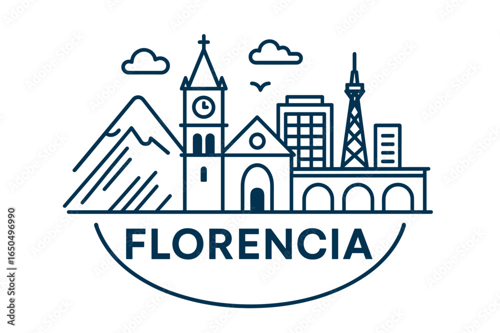 Florencia city skyline with iconic buildings and landmarks Florencia city skyline with iconic buildings and landmarks