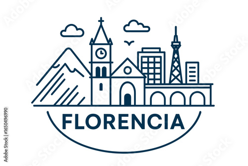 Florencia city skyline with iconic buildings and landmarks