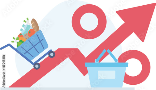 インフレで物価上昇を表すイラスト