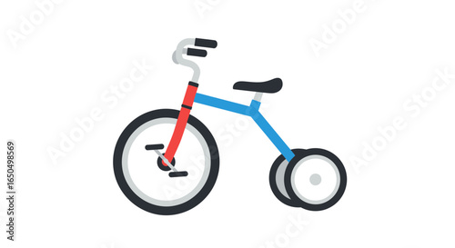 Classic Blue and Red Toddler Tricycle Illustration.