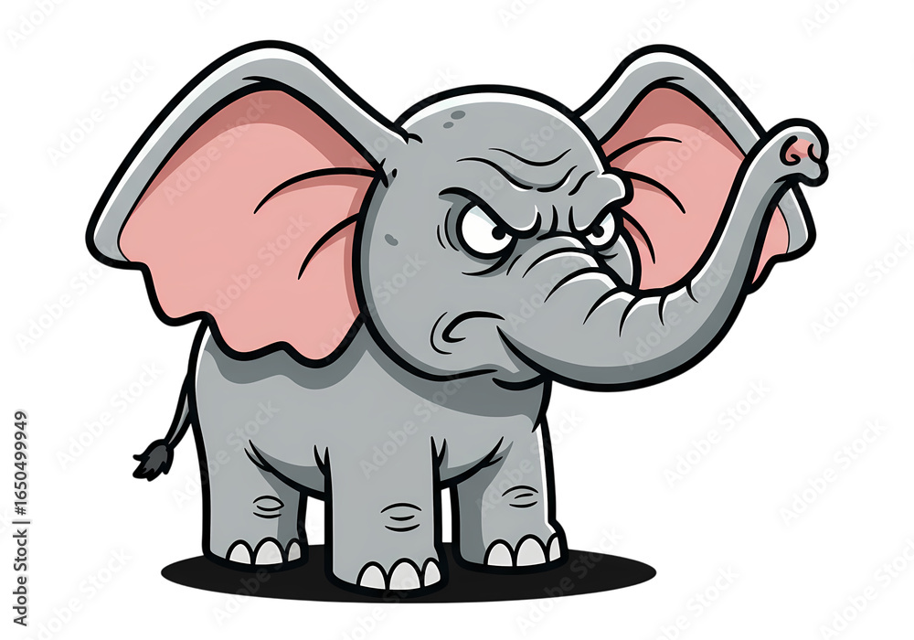 Naklejka premium Cartoon Illustration of an Angry Elephant isolated on transparent background