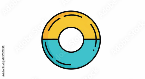 A yellow and blue cartoon lifebuoy swim ring icon with a bold black outline.