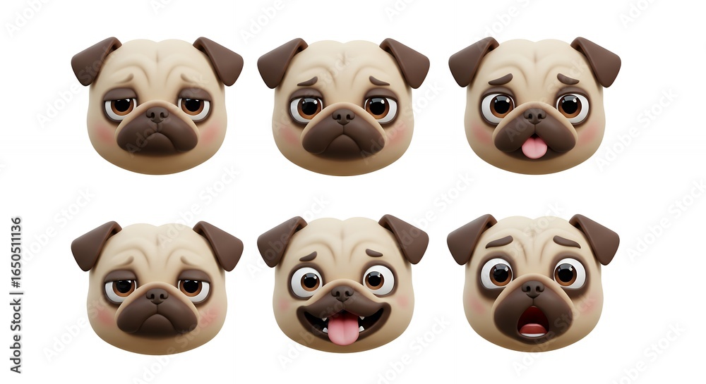 Obraz premium Pug dog expressions illustrations