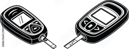 Blood Glucose Meter Device Vector Illustration with Test Strip