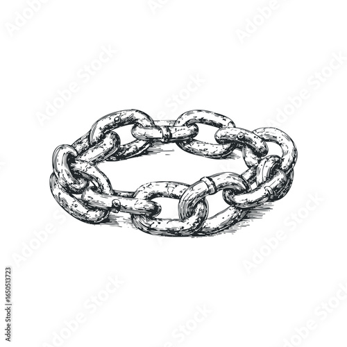 Vintage style metallic chain links with detailed shading