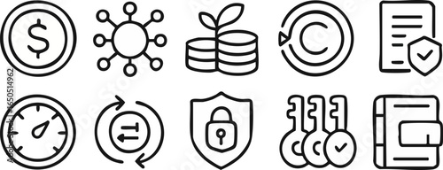 Business and Finance Doodle Icons Set.