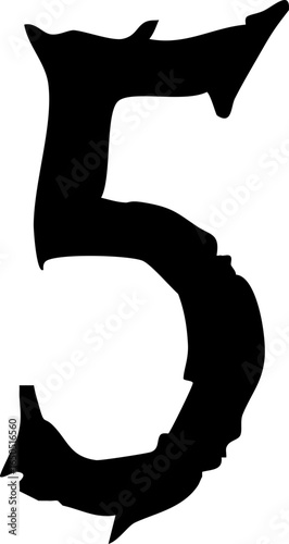 halloween scary number five 5 typography digit