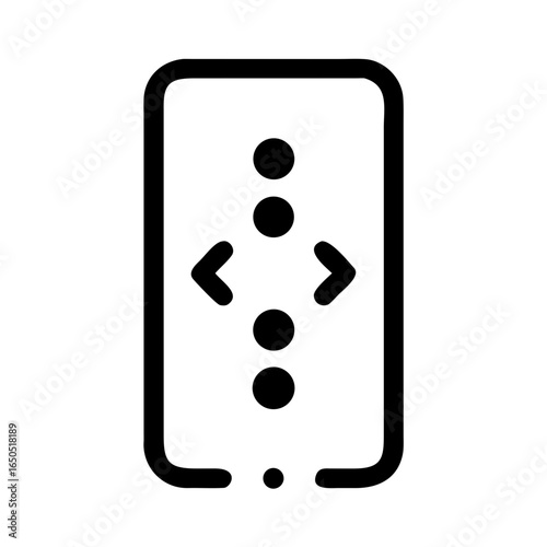 Vector art of outline icon of a remote control with directional buttons and dots, representing electronic device operation and user interface, isolated on white background