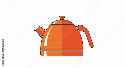 Vibrant orange electric tea kettle illustration with a sleek modern design and bold black outlines.