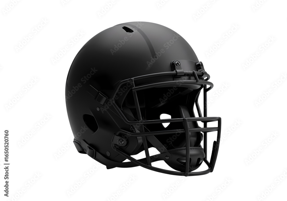 Naklejka premium Black Football Helmet Side Profile isolated on transparent background