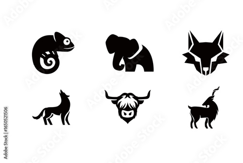 Animal Silhouette Logos: Chameleon, Elephant, Wolf, and More
