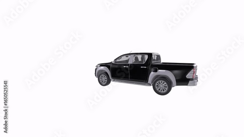 Black pickup truck isolated on white background