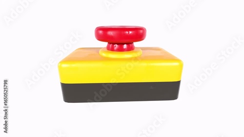Red and yellow rubber stamp isolated on white background