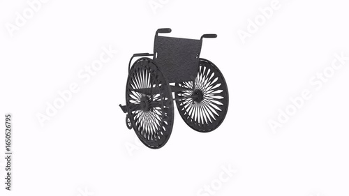 Black wheelchair isolated on white background