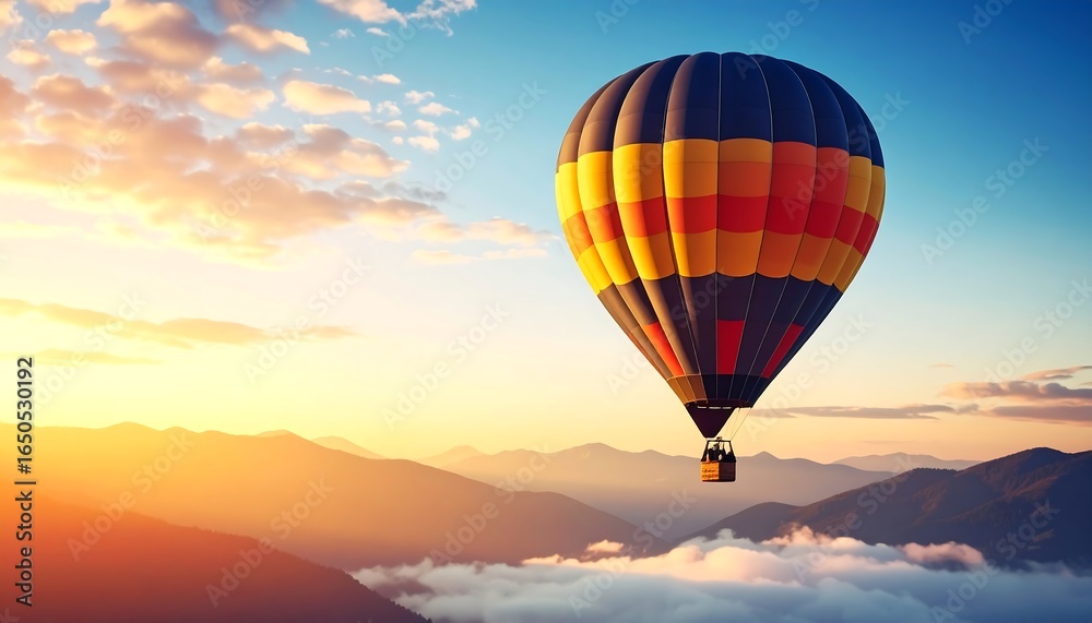 Obraz premium Hot air balloon sunrise flight.