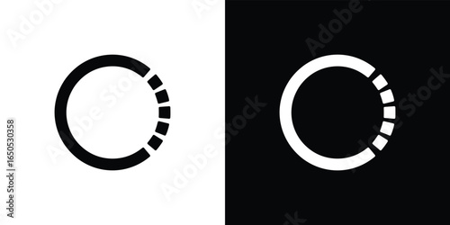 Split Black and White Circle with Dashed Section Abstract Loading Symbol