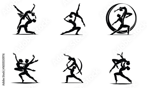 Modern dance duo silhouettes