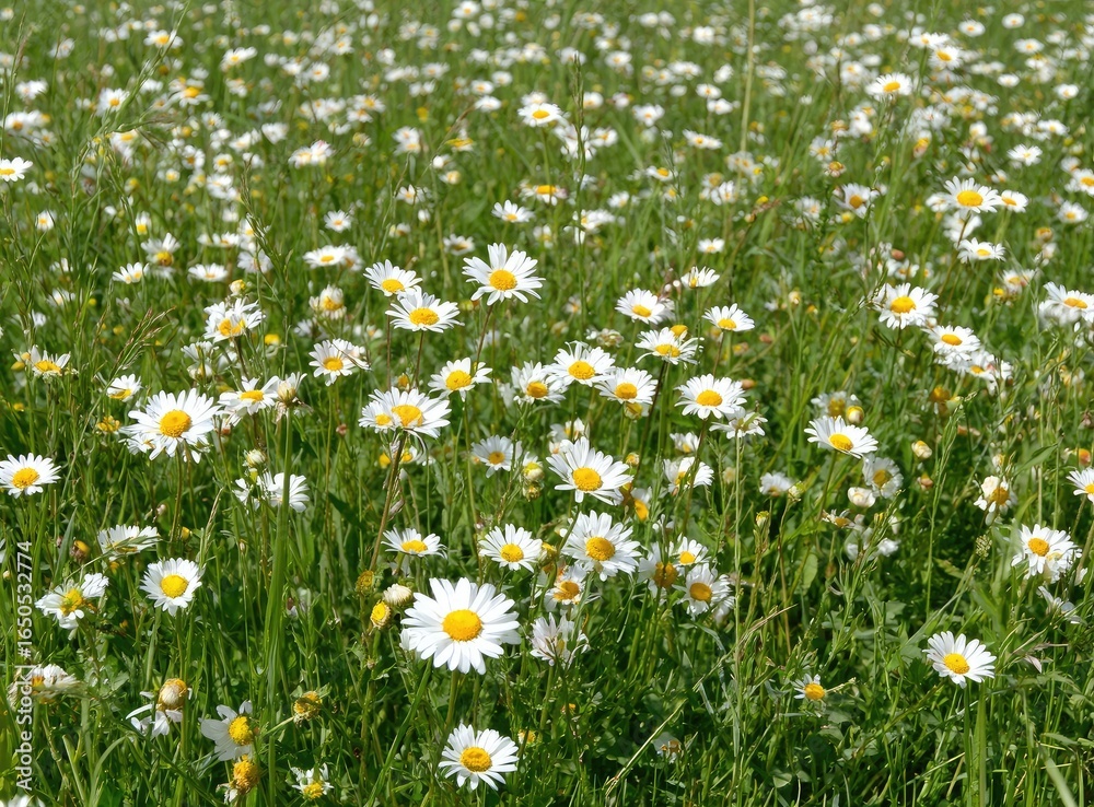 Fototapeta premium White daisies in a grassy field