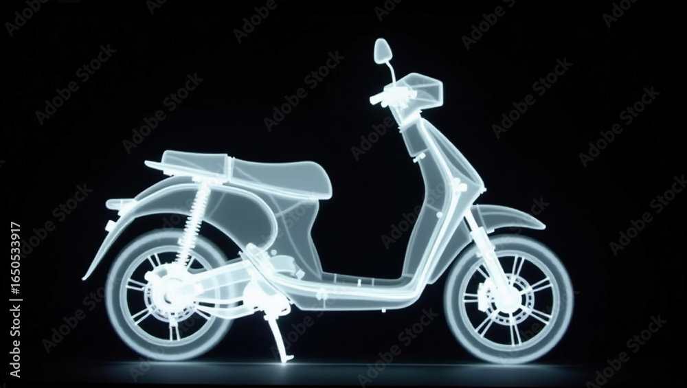 Obraz premium スクーターのレントゲン写真、モノクロ