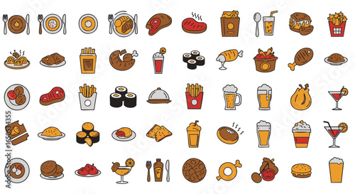 Food and Drink Icons A Comprehensive Vector Illustration Set