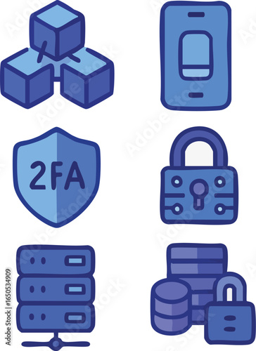 Cybersecurity and Data Protection Icons.