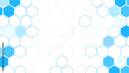 Medical blue hexagon abstract tech background. Abstract technology digital hi tech hexagons concept background. Space for your text and design works