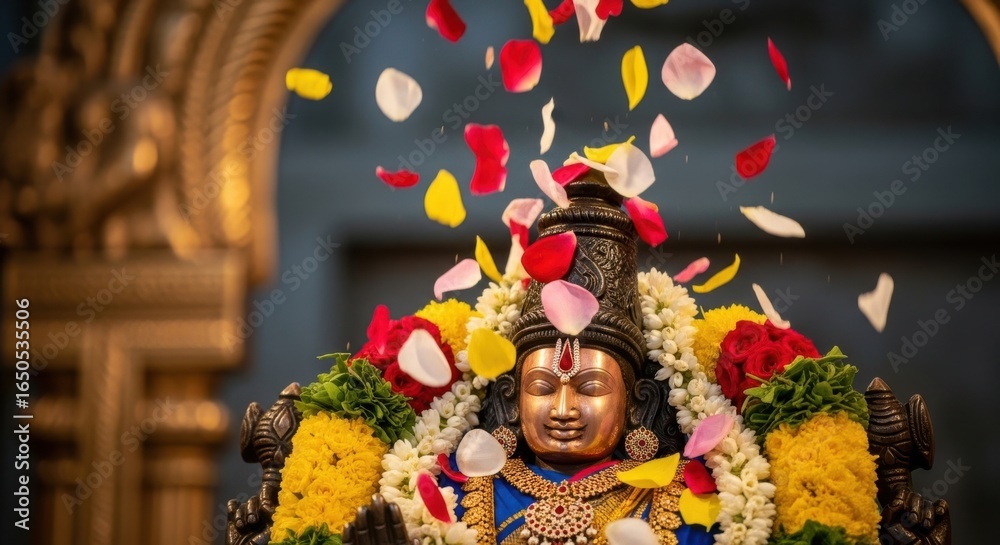 Fototapeta premium Devotee Experiences Divine Blessings During Religious Ceremony